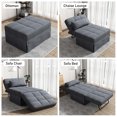 thumbnail image 2 of Aukfa 36" Wide Folding Chaise Futon Convertible Sofa Bed, Ottoman, Adjustable Backrest, Linen, Gray, 2 of 10