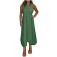 thumbnail image 3 of Jinhomg Womens Halter Dress Trendy Deep V-Neck Backless Maxi Dresses Flowy Swing Sleeveless Low Cut Beach Dress Plus Size Summer Sundress Green L, 3 of 7