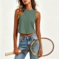 thumbnail image 6 of OGLCCG Womens Workout Cropped Tank Tops Sleeveless Crewneck Running Yoga Active Shirts Summer Sport Athletic Tank Tops,Army Green, 6 of 6