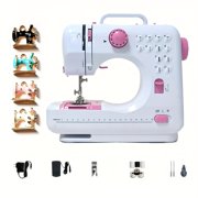 Sewing Machine Mini Portable Electric Portable Household Overlock 12 Built-in Stitches With Foot Pedal For Amateurs Beginners Embroidery Safety