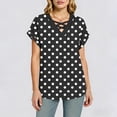 thumbnail image 4 of YUGYXL Polka Dot Print Summer Tops for Women Short Sleeve Crisscross V Neck T Shirts for Women Trendy Black Top L, 4 of 9