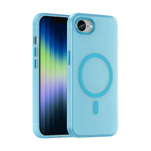 Designed for iPhone 16e Case, Magnetic Translucent with 2PCS Tempered Glass Screen Protector Anti-Fingerprint Phone Case for iPhone 16e 6.1'',Blue