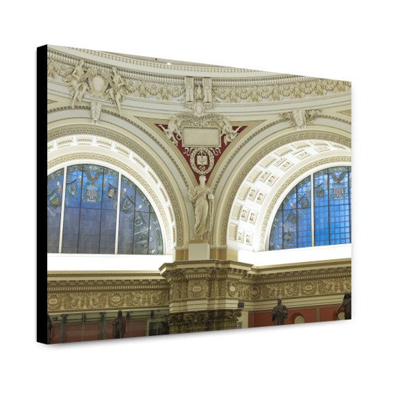 Canvas Print: Main Reading Room. View Of Statue Representing Science, By John