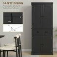 thumbnail image 4 of Resenkos 72-Inch Freestanding Pantry Cabinet with Four Doors, Features a Large Central Drawer and Three Adjustable Interior Shelves for Storage, Black, 4 of 7