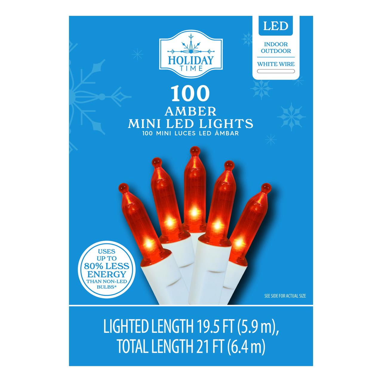 Holiday Time 100-Count Multicolor LED Mini Christmas Lights, with White  Wire, 21 feet 