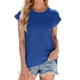 thumbnail image 2 of Lixiuxyad Women's Spring/summer Round Neck With Loose Short Sleeve T Shirt Floral Cute,Blue M, 2 of 5