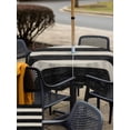 thumbnail image 5 of Outdoor Tablecloths with Umbrella Hole & Zipper, Black White Striped 54x54 Inch Square Tablecloths, Farmhouse Vintage Shabby Chic Wood Grain Waterproof Table Cloth, Patio/Pool/Picnic Table Covers, 5 of 8