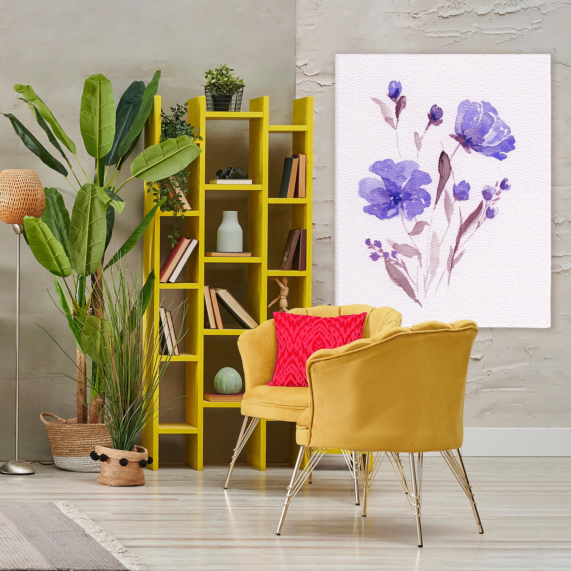 Stupell Industries Watercolor Purple Flowers Canvas Wall Art, design by Leah Noel Art