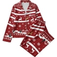 thumbnail image 5 of Riecok Pajama Sets for Women Christmas Reindeer Snowflakes Print 2 Piece PJs Sleepwear Button down Shirt and Pant Holiday Homewear, 5 of 6