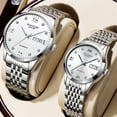 thumbnail image 2 of GUANQIN Women Men Couple Calendar Week Rhinestone Vintage Analog Automatic Self-Winding Mechanical Wrist Watch Stainless Steel Sapphire Crystal Waterproof Luminous Business Clock, 2 of 6