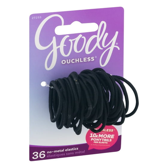 Goody Goody Ouchless Elastics Black Hair Ties 2mm Hair Elastics 36 Ct
