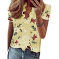 thumbnail image 1 of Fashnice Women Blouse Ruffle Tops V Neck Shirts Basic Office Pullover Top Yellow L, 1 of 2