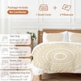 thumbnail image 6 of 3 Piece Beige Boho Duvet Cover Set Queen Size,Microfiber Comforter/Quilt Cover with Corner Ties and 2 Pillowcases,Retro Farmhouse Ethnic Abstract Geometric Art All Season Bedding with Zipper Closure, 6 of 8
