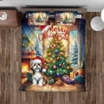 thumbnail image 4 of Merry Christmas Shih Tzu Santa Hat Xmas Tree Winter Holiday Quilt Bedding Set Lion Dog Lover Gifts 1 Blanket Bed Cover 2 Pillowcases - 01013, 4 of 5