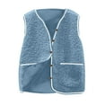 thumbnail image 2 of Womens Plus Size Fleece Vest Lightweight Sleeveless V Neck Sherpa Cropped Cardigan Warm Comfy Fall Winter Casual Jacket with Pockets, 2 of 5