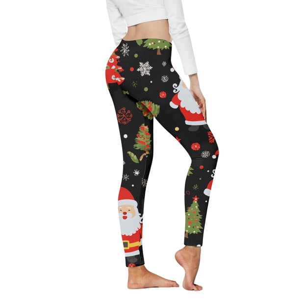 WILLBEST Mallas de Yoga Con Estampado Navideño Para Mujer, de Cintura Alta, Cómodas, Elásticas, Para Entrenamiento y Fitness Chica