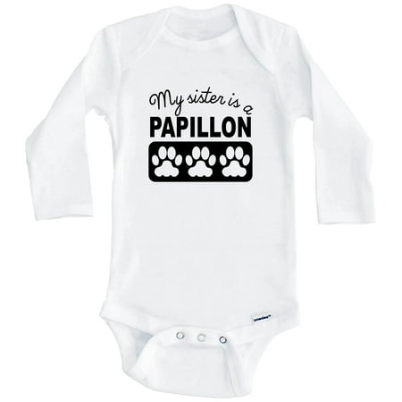 

My Sister Is A Papillon One Piece Baby Bodysuit One Piece Baby Bodysuit (Long Sleeve) 0-3 Months White