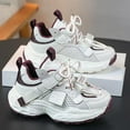 thumbnail image 3 of Kids Mesh Sneakers Breathable Lace up Tennis Shoes for Girls Casual Chunky Cushioning Antislip Running Athletic Shoes Red 3 Big Kid, 3 of 7