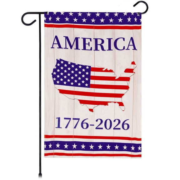 G128 Double-Sided 12"x18" USA 250th Anniversary Garden Flag Rustic Map 1776-2026 Patriotic
