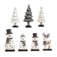thumbnail image 2 of Darzheoy Christmas Signs, Wooden Set of 7 Snowman Reindeer Decor, Vintage Winter Tabletop Accent, Indoor Christmas Decor for Home Fireplace Mantel Shelf, 2 of 7