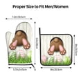 thumbnail image 3 of Xecao Brown Bunny Pattern Oven Mitts and Pot Holders Sets Heat Resistant Silicone Oven Mittens Extra Thicken Long Kitchen Cotton Oven Glove for Cooking, 3 of 7