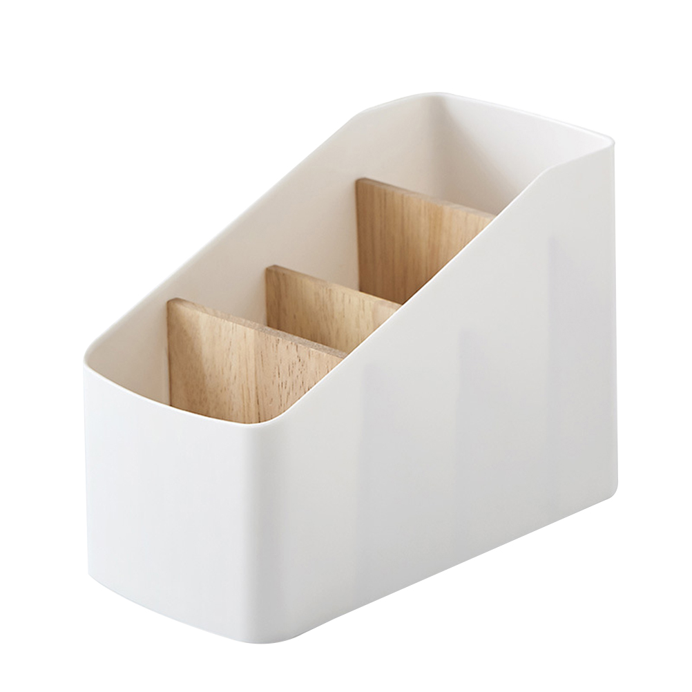 1pc Creative Wood and Plastic Desktop Storage Basket Multi-Compartment Storage Box Detachable Slot Style Organizer for Home Office, Size: 18