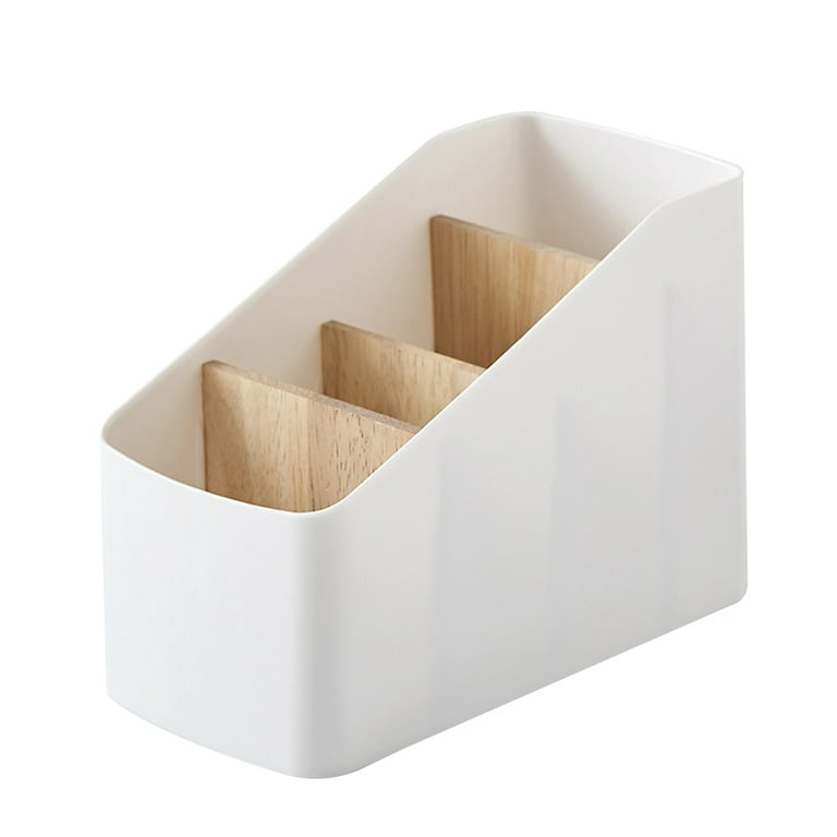1pc Creative Wood and Plastic Desktop Storage Basket Multi-Compartment Storage Box Detachable Slot Style Organizer for Home Office, Size: 18