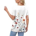 thumbnail image 5 of Xdegoge Summer Tops for Women 2025 Short Sleeve Crew Neck Pleated T Shirts Fashion Floral Print Dressy Casual Blouses Loose Fit Tunic Tops Vacation Beach Outfits Online Sales Past Orders At, 5 of 7