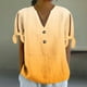 thumbnail image 5 of Vestidos Casuales Para Mujer, Blusas De Mujer De Moda Camiseta holgada de manga corta con cuello en V, botones y estampado sin posicionamiento para mujer, estilo informal y de moda, 5 of 7