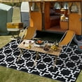 thumbnail image 5 of GlowSol 6x9 Outdoor Plastic Straw Rug Waterproof Large Floor Mat Outside Area Rugs Carpet Reversible Mats for Camping RV Camper Patios Clearance, Black Cross, 5 of 5