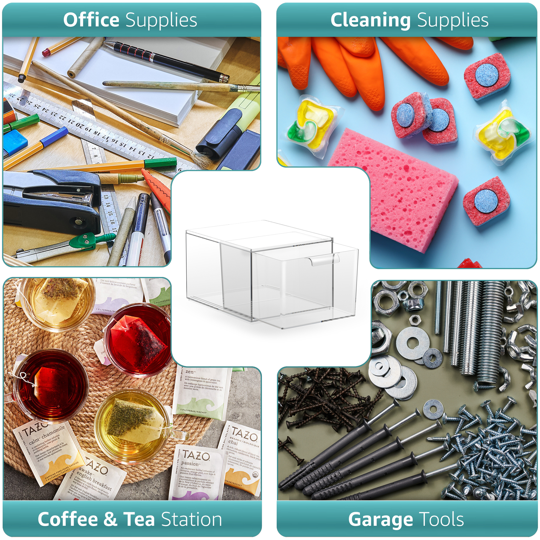 Sorbus Clear Acrylic Stackable Drawer Organizers, 3-Piece photo 4