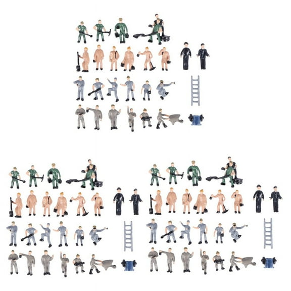 75Pcs 1:87 Figurines Painted Figures Miniatures Of Railway Workers with Bucket and Ladder