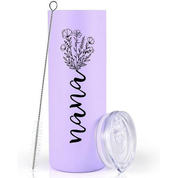 Nana Gifts From Grandchildren Granddaughter, Mother’s Day Gifts Christmas Gifts for Grandma, Grandma Birthday, Mimi Gifts, Nana Stainless Steel Skinny Tumbler Gifts (20 oz, lavender bliss)