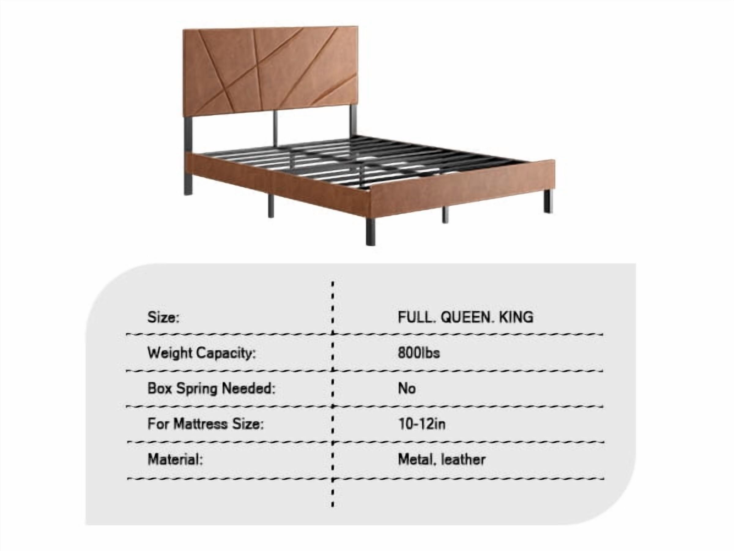 LiviNest Upholstered Bed Frame Queen Size - Modern Platform Bed with Leather Headboard & Metal Frame for Adults Bedroom - Easy Assembly No Box Spring Needed High Weight Capacity