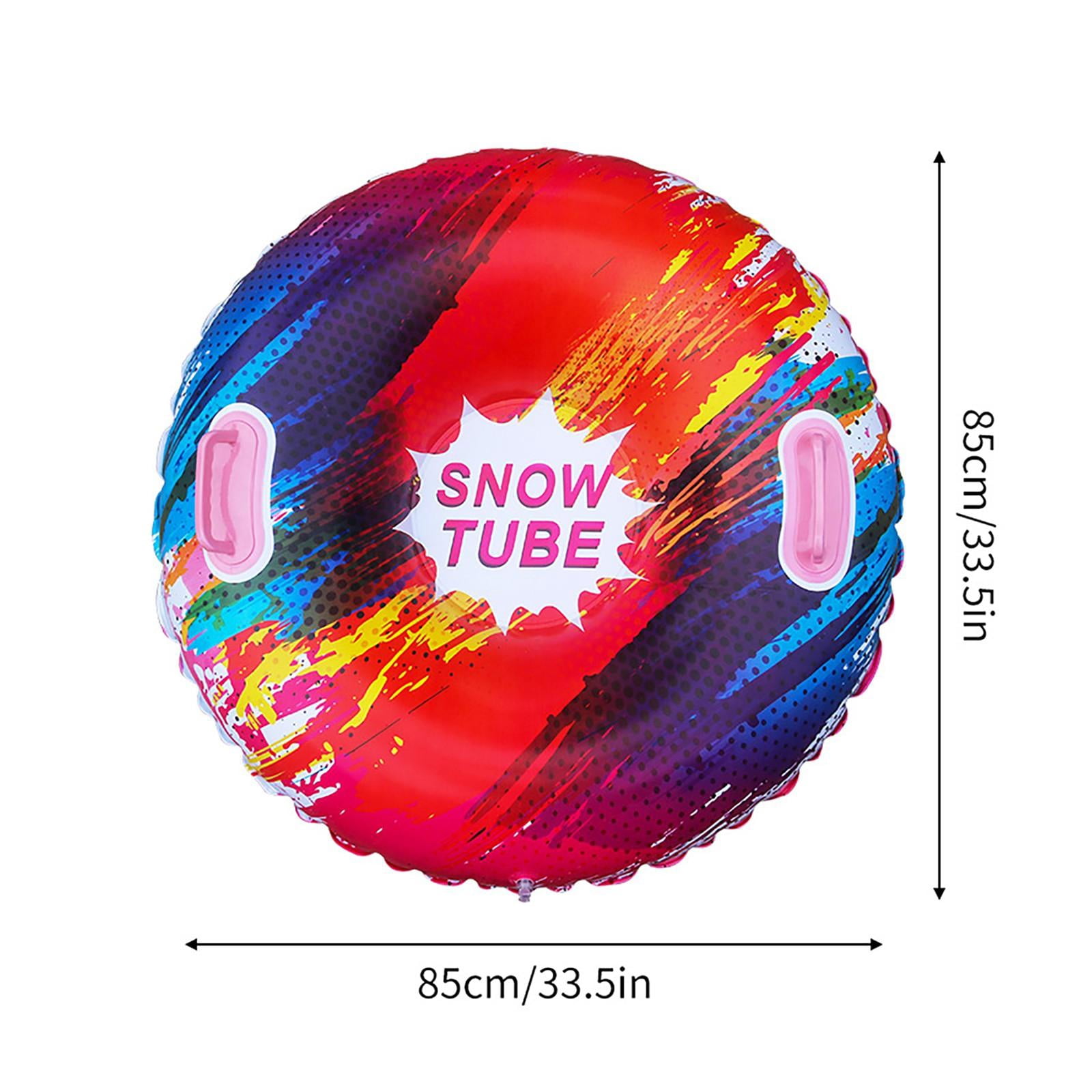 Colorful Polka Dot Red Inflatable Snow Tube, 37in Inflatable Before Inflation, 35in Anti-Rollover Thickened Cold-Resistant Snow Sled for Kids Outdoor Winter Sports, Snow Tubing, Skiing