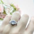 thumbnail image 4 of Oval Art Deco Ring Blue Sapphire CZ 925 Sterling Silver Size 5, 4 of 6