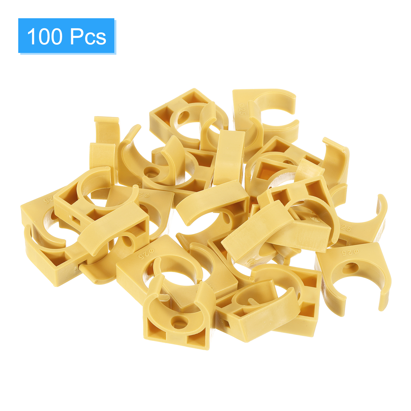 Uxcell 100Pack U-Shaped Water Pipe Clamps, PPR Pipe Clamps Clips Fit for 25mm/0.98" OD Water Pipes, Yellow