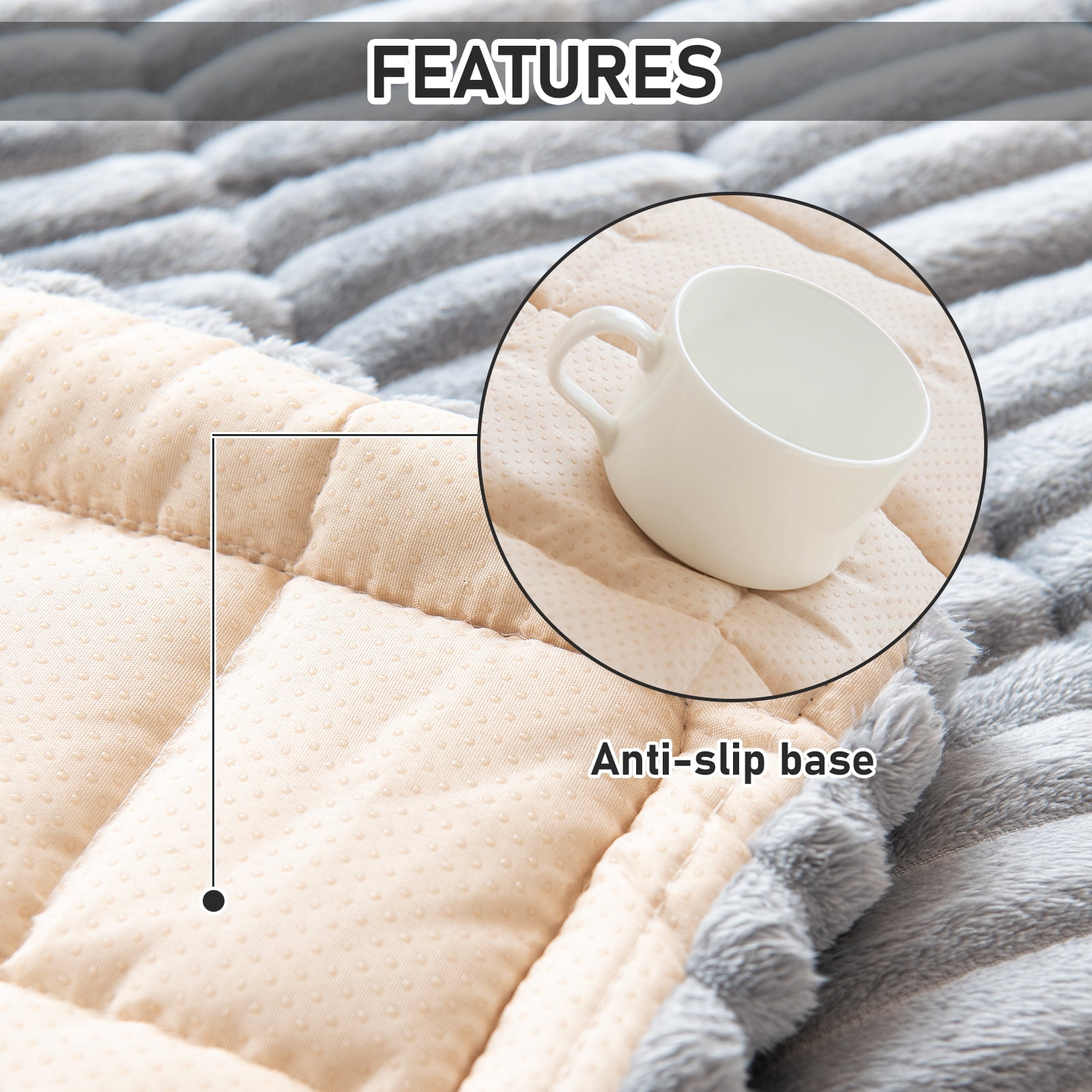 Eurhowing Pet Couch Cover Waterproof, Non Slip Plush Sofa Slipcover for Couch, Bed, Floor, Fuzzy Blanket Mat Furniture Protector for Dogs Cats (28x59in, Gray)