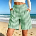 thumbnail image 2 of QATAINLAV Ladies Striped Gingham Knee Length Bermuda Shorts Baggy Pajama Lounge Shorts Cute Plaid PJ Bottoms with Pockets Green XXXL, 2 of 7