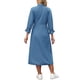 thumbnail image 3 of VESTIDO DE MEZCLILLA PARA MUJER INSPIRE CHIC, CORTA HOLGADA, MANGA 3/4, CIERRE DE BOTONES, LONGITUD MIDI, TALLA XL, AZUL, 3 of 6