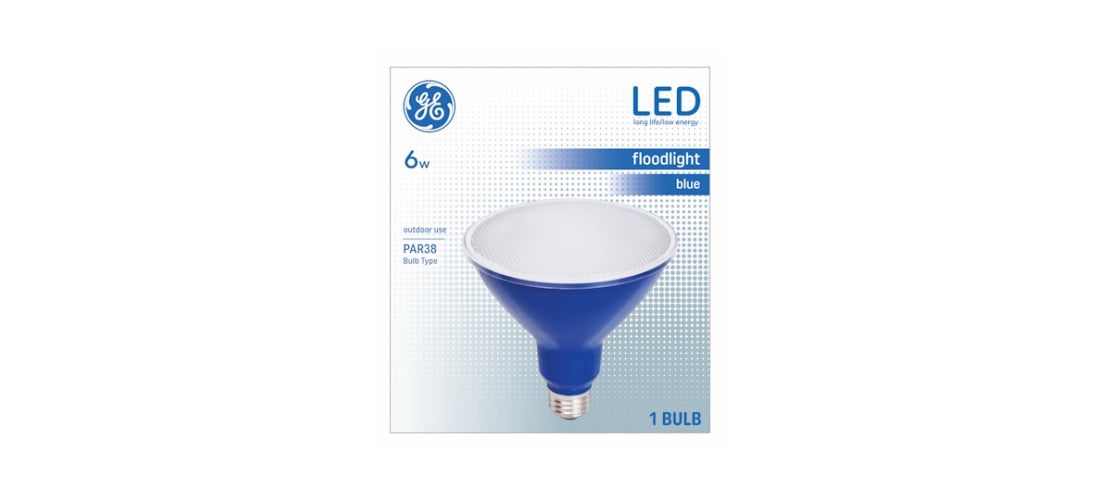 GE 93100882 LED Blue Floodlight, Medium Base, PAR38M, 6 Watt - Quantity 1
