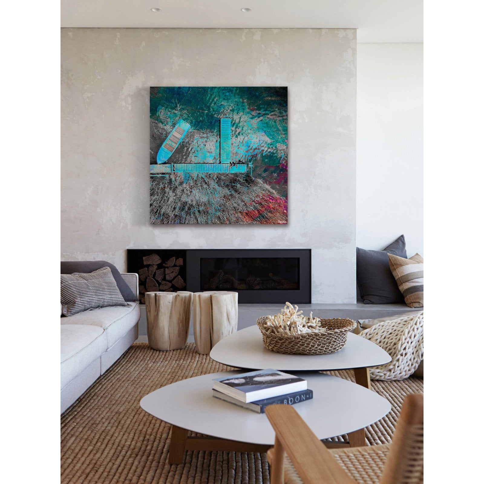 "Blue Pier" Painting Print on Wrapped Canvas