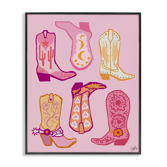 Stupell Industries Cowgirl Boot Designs Fashion Painting Black Framed Art Print Wall Art, 11 x 14