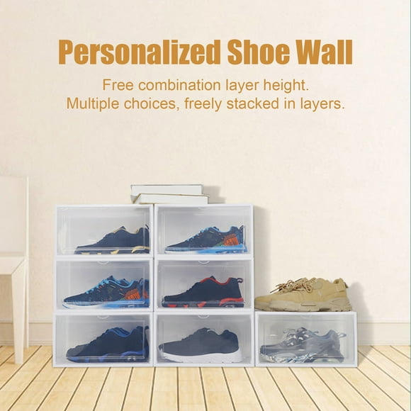 Transparent Shoe Storage Box - Visible, Oblong Shape, Stackable, Large Space, Dustproof Clamshell Lip, Shoes Display Case, Shoe Organizer, Household Supplies