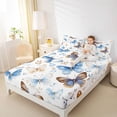 thumbnail image 4 of Homewish Kawaii Blue Butterfly Twin Sheet Sets, Fashion Watercolor Twin Fitted Sheet, Teens Kids Girls Female Flat Sheet, Breathable Home Decor, 3pcs, 4 of 7