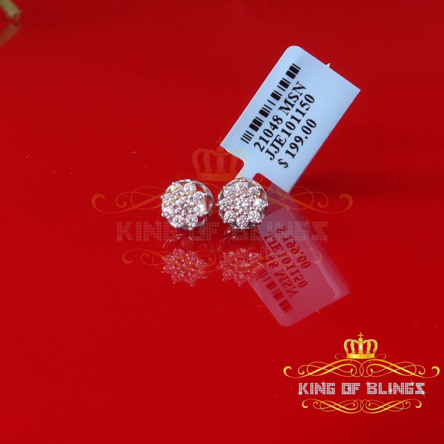 King of Bling's Men's/Womens 925 Silver White 0.50ct VVS 'D' Moissanite Round Stud Earrings