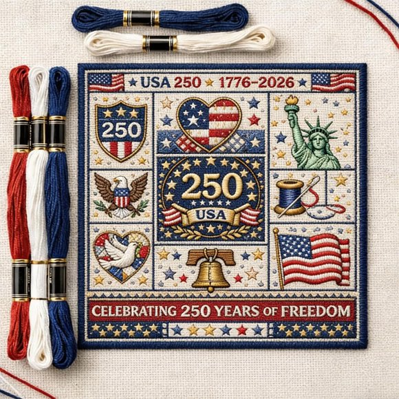 Knitting Supplies Knitting Craft Tools Diy Yarn Usa 250Th Anniversary Kit 17762026 Patriotic Stamped Embroidery Kit for Beginners Diy Needlepoint Set with Flag Bell Patterns Threads Needle Wall Decor