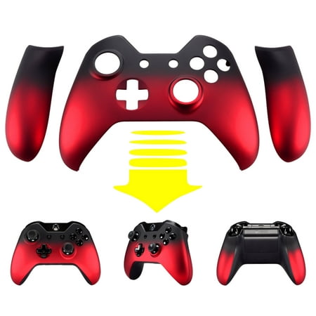 eXtremeRate Shadow Red Soft Touch Front Housing Shell Faceplate Replacement Parts Side Rails Panel for Xbox One Standard Controller W/3.5 mm