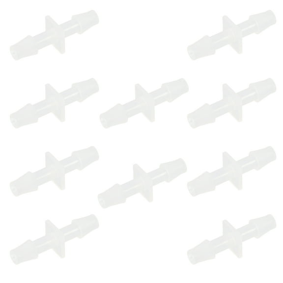 Unique Bargains 10 Pcs I Shaped Plastic 1/8" Hose Barb Plastic I Barbed Tube Pipe Fitting for Car White