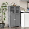 thumbnail image 4 of LOKO Tall Bathroom Cabinet, Modern Storage Organizer with Doors & Open Shelves, Wooden Floor Cabinet with Adjustable Shelves for Bathroom, Living Room or Kitchen (Grey), 4 of 16